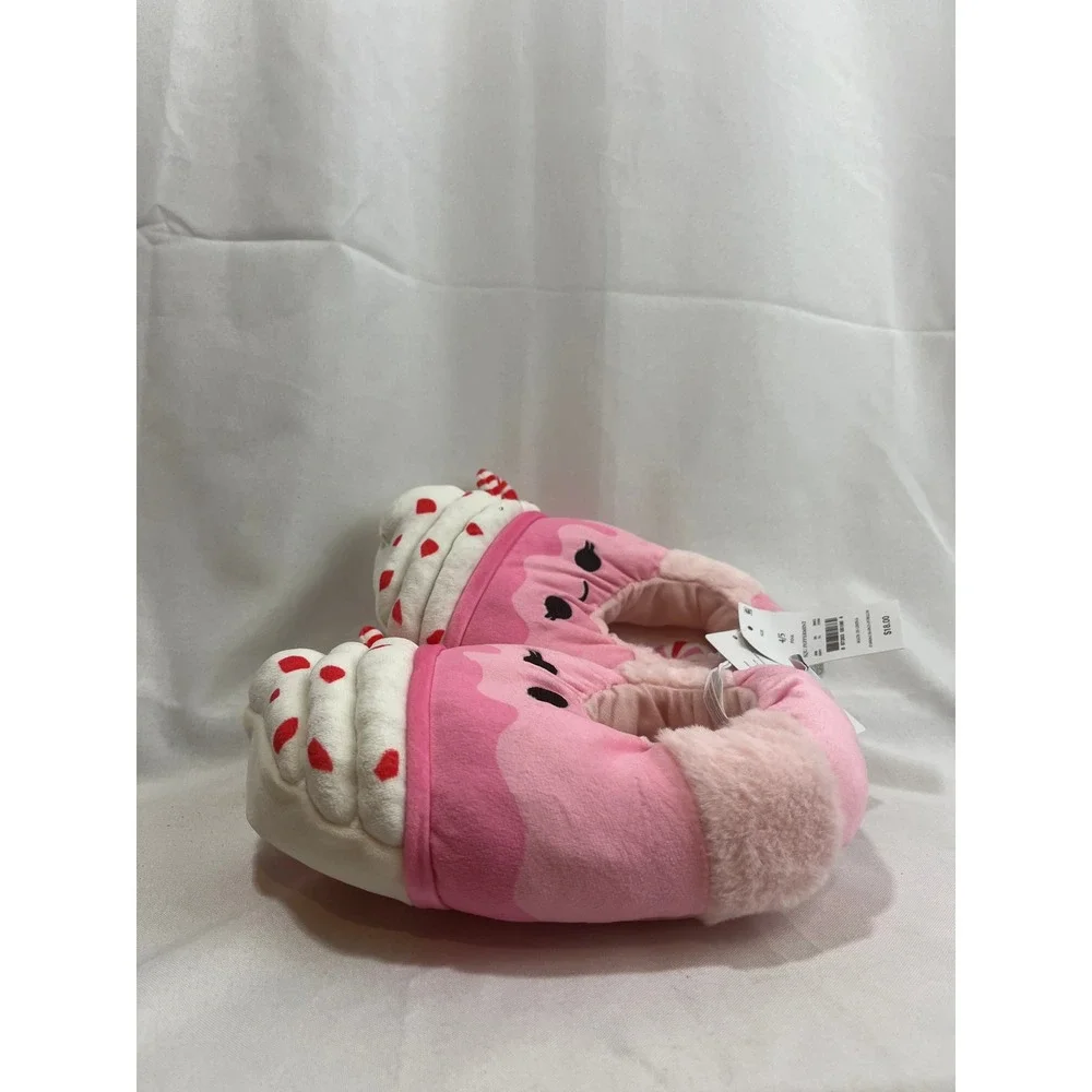 Squishmallows Peppermint Hot Cocoa Pink Plush Slippers Kids Size 4/5 New